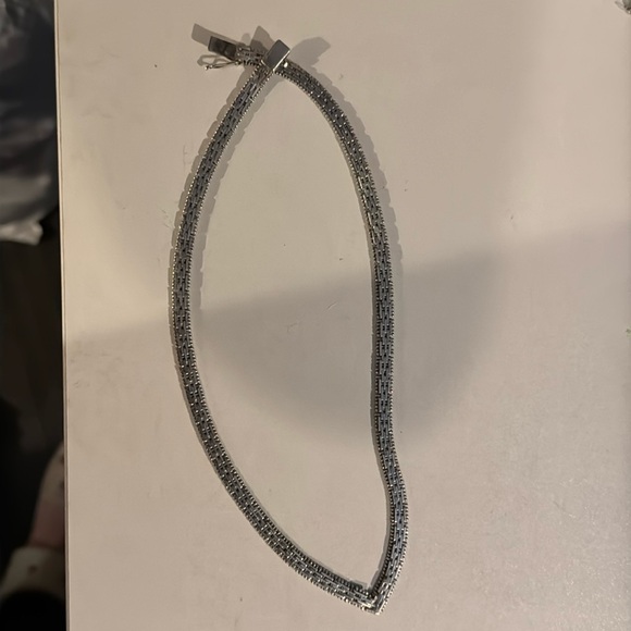 Heavy Italy 925 Sterling Silver Beaded Riccio Chain V-Shaped Necklace 17" 27 g - Picture 1 of 3